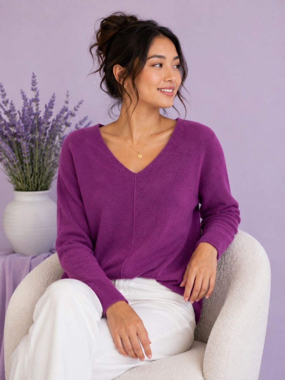 J. Jill V-Neck Sweater Purple XS